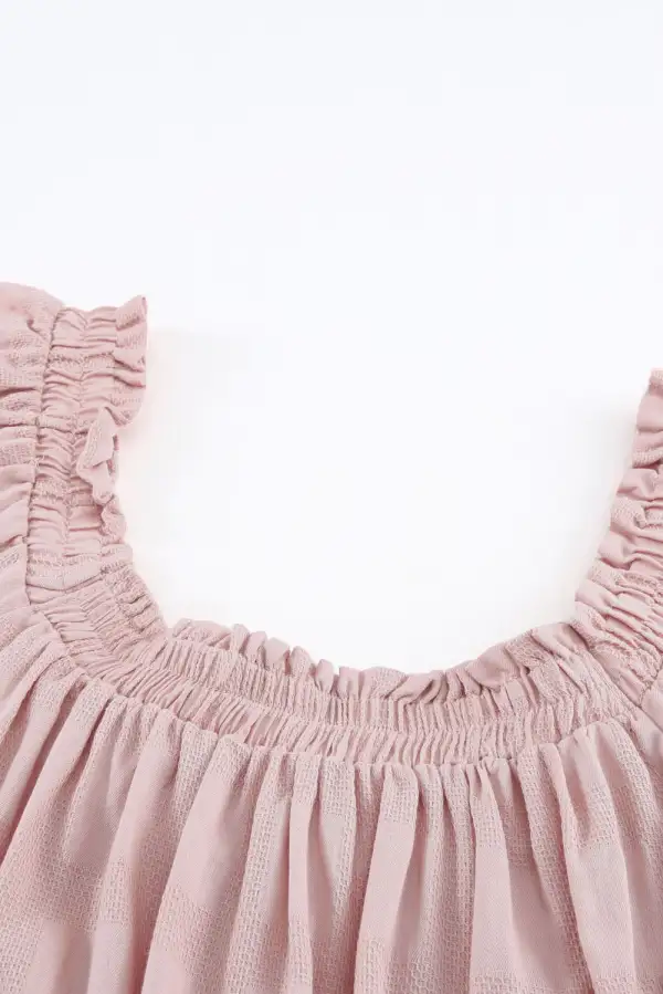 Square Neck Jacquard Short Sleeves