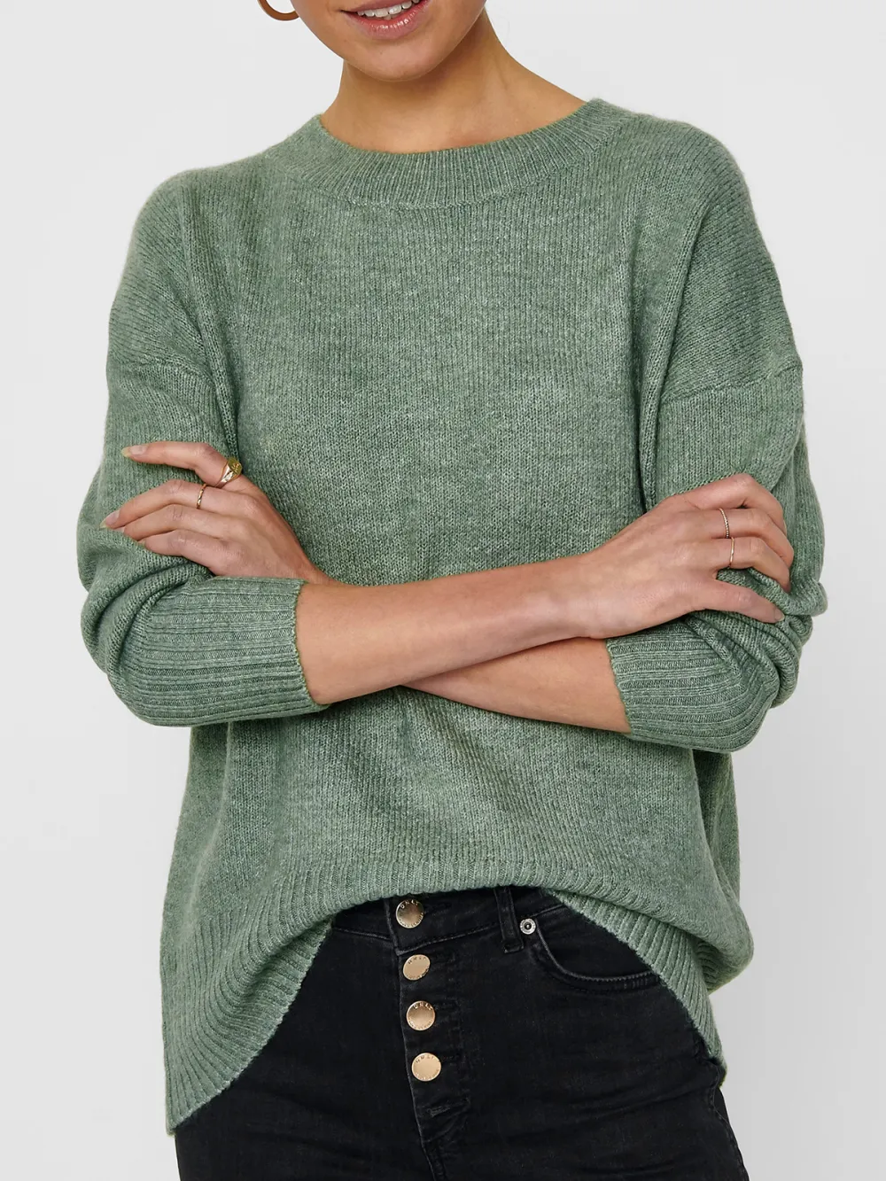 Crew Neck Plain Colored Cotton Sweaters