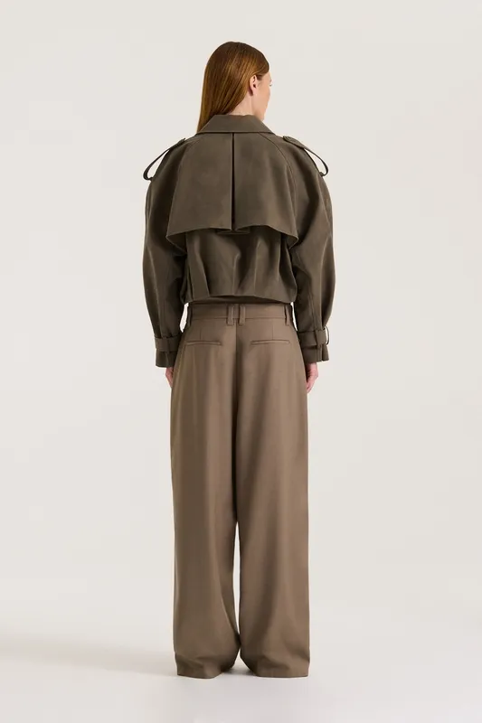Cropped Cotton Trench Jacket