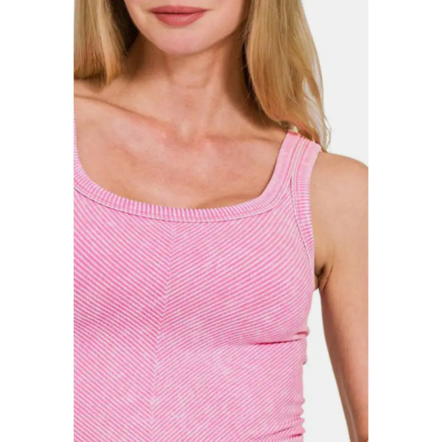 Ari Washed Ribbed Scoop Neck Wide Strap Tank