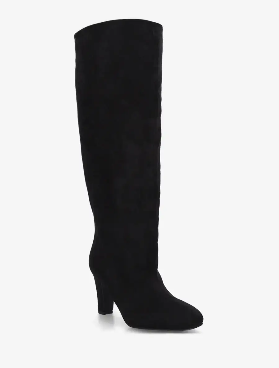 Graceful Block Heel Faux Suede Knee High Boots
