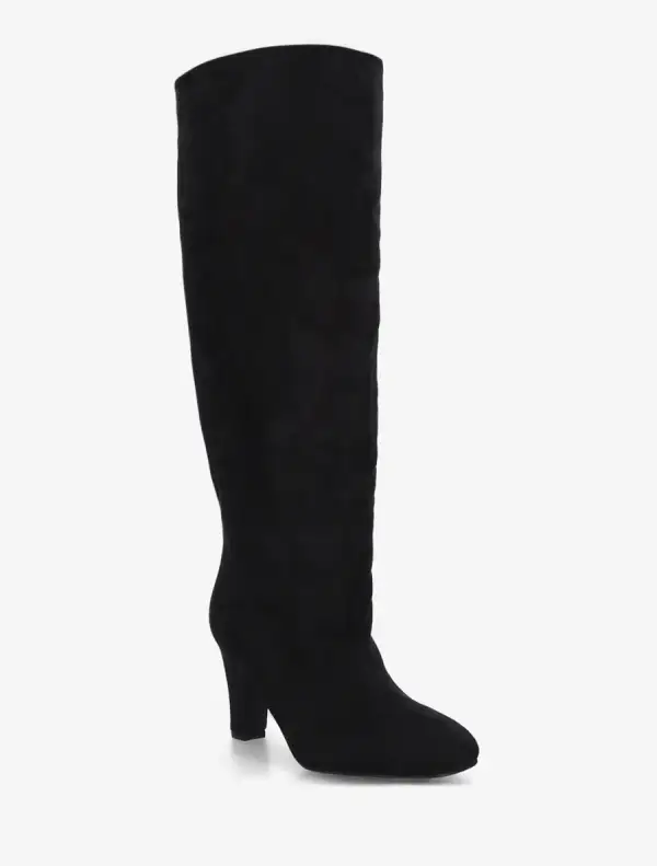 Graceful Block Heel Faux Suede Knee High Boots