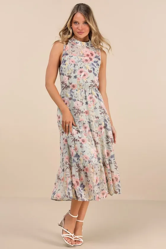 In My Dreams Mauve Floral Print Midi Dress