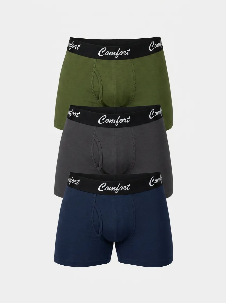 Elastic-Waistband Comfort Men's Three-Pack Boxer Briefs