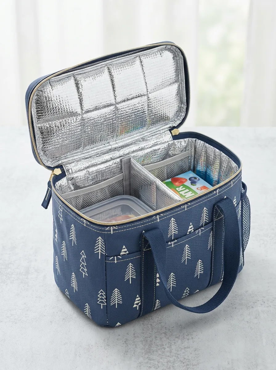 Unisex Outdoor Lover Pine Tree Pattern Printed Insulated Lunch Bag