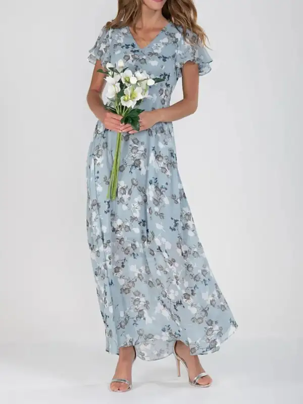 V-Neck Floral Maxi Dress