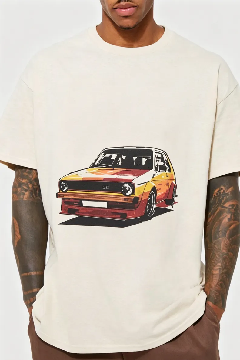 Oversized Car  Crew Neck T-Shirt