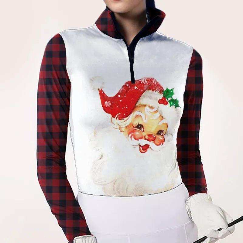 Christmas Women's Santa Claus Print Long Sleeve Casual Shirt
