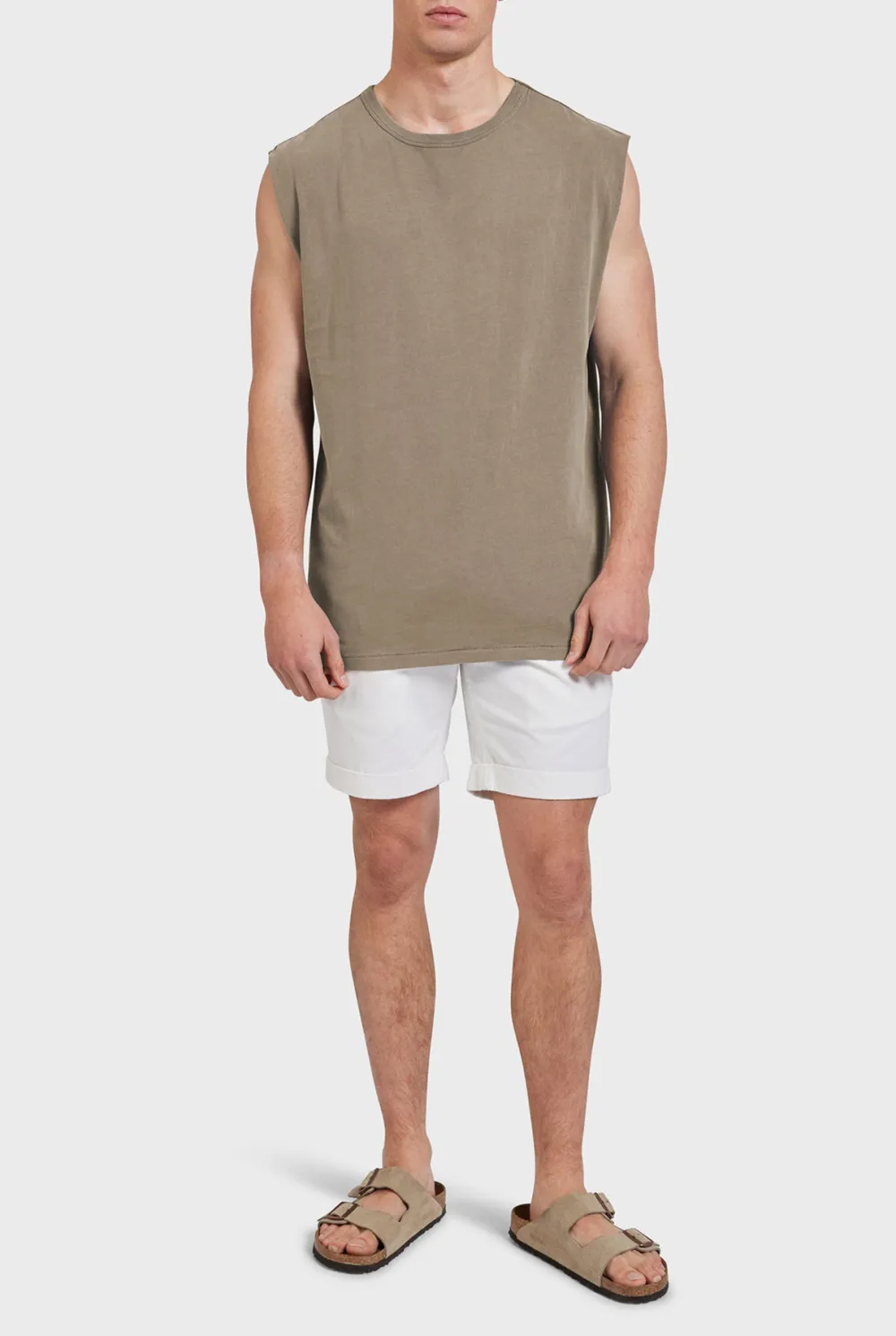 Sleeveless Crew Neck Casual Tee