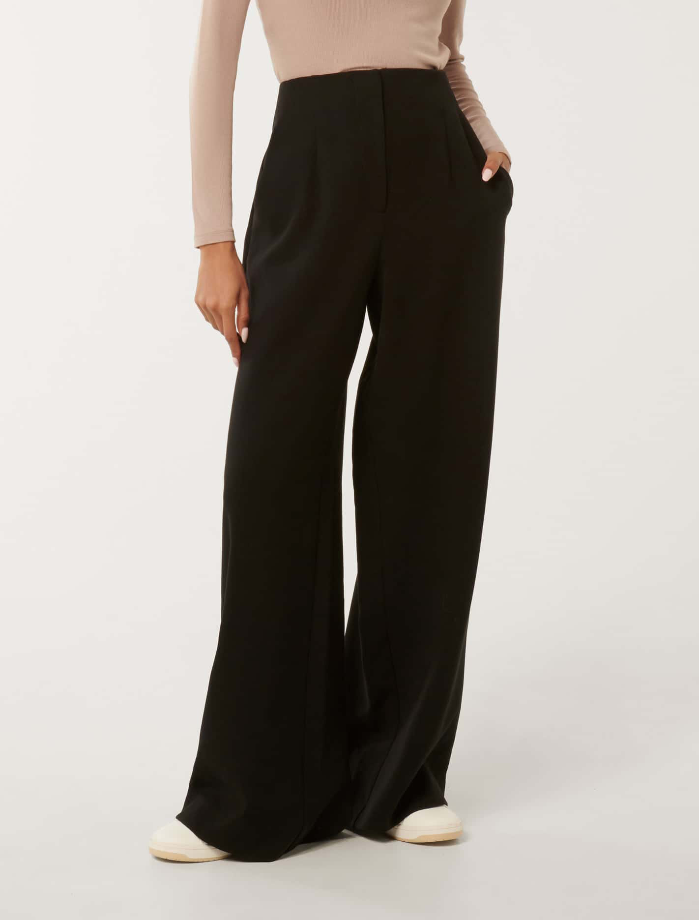 Petite High-Waist Wide-Leg Pants