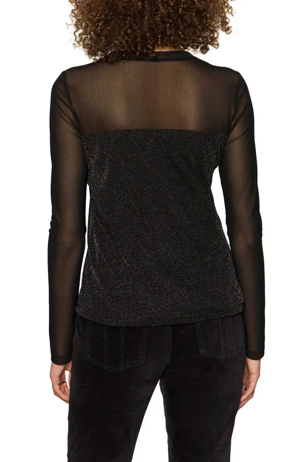Mesh Sparkle Long Sleeve Fitted Tee