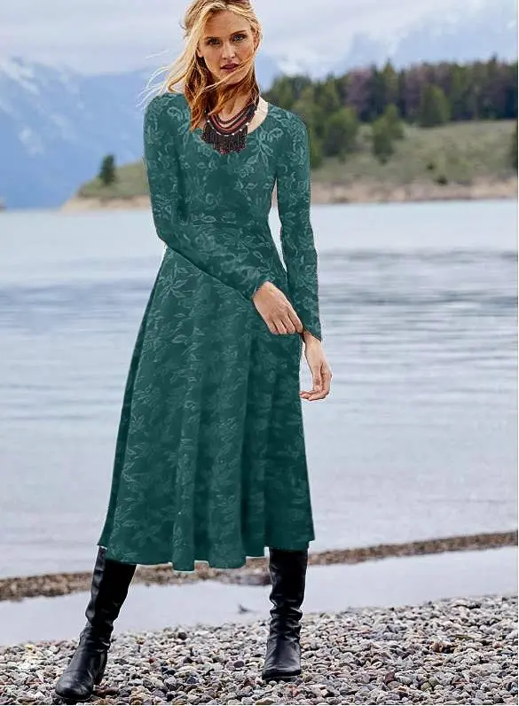 Long Sleeve Print Casual Dress