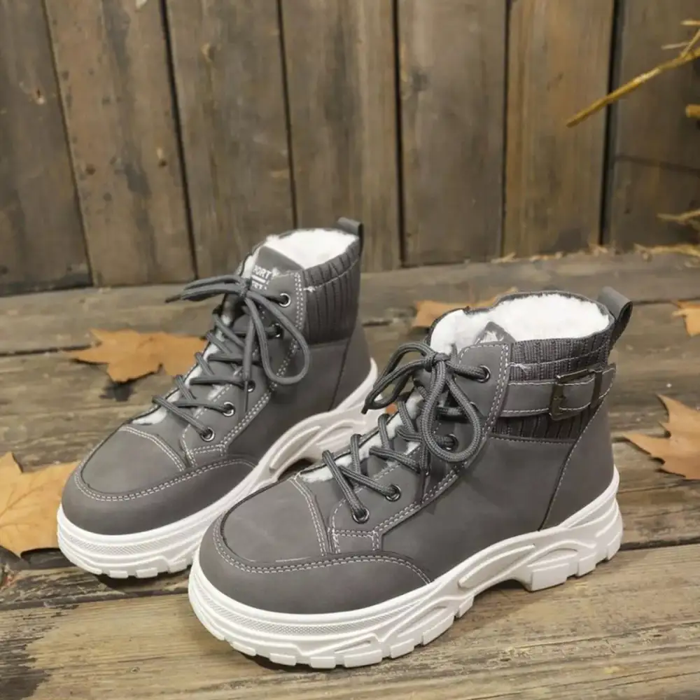Plush Lining Lace Up Boots