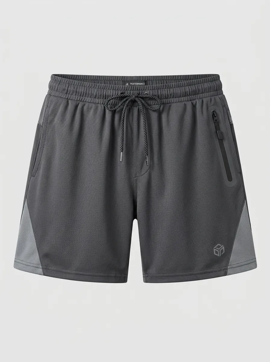 Men's Athletic Breathable Mesh Zipper Pocket Training Shorts