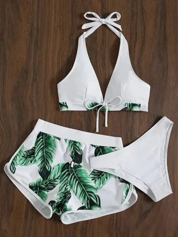 Multi Printed Layered Bikini Swim Set