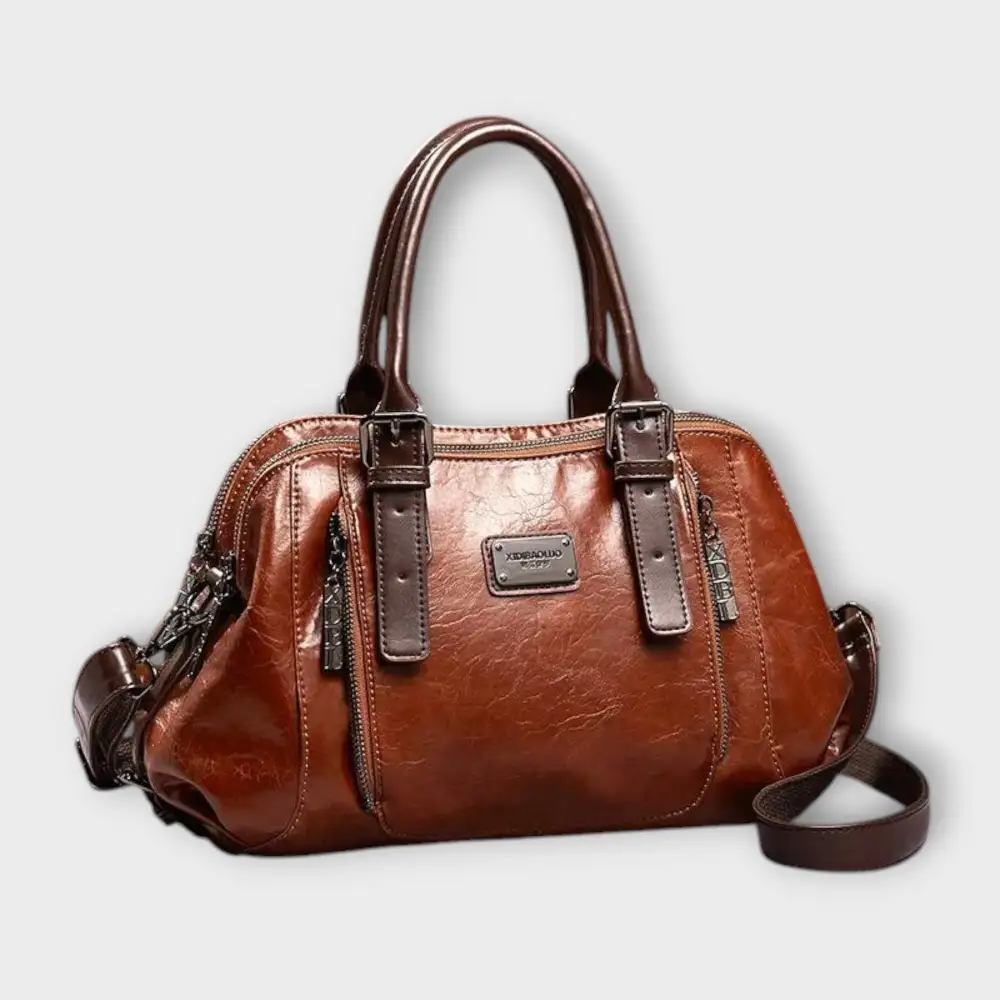 Faux Leather Crochet Shoulder Bag