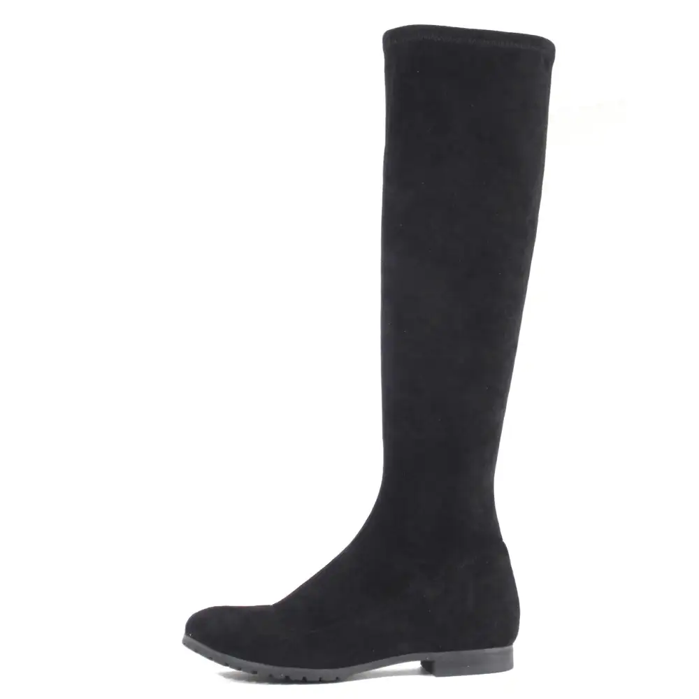 Slip On Low Heel Stretch Knee High Boots