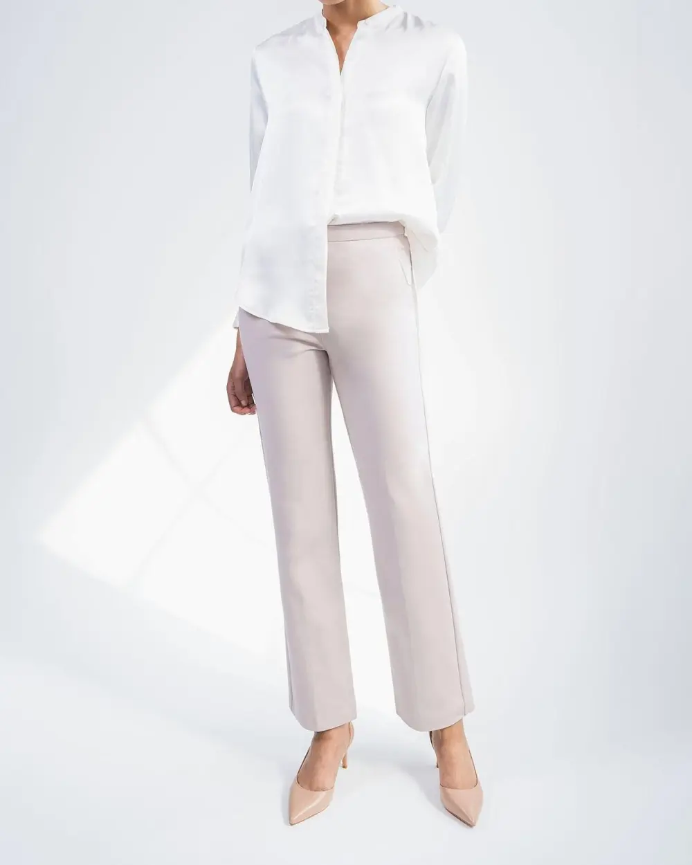 Straight Leg Silhouette Pants -Grey