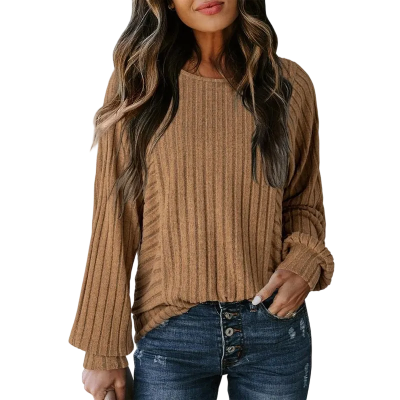 Women's Soft Long Sleeve Crewneck Shirts Fall Casual Loose Fit