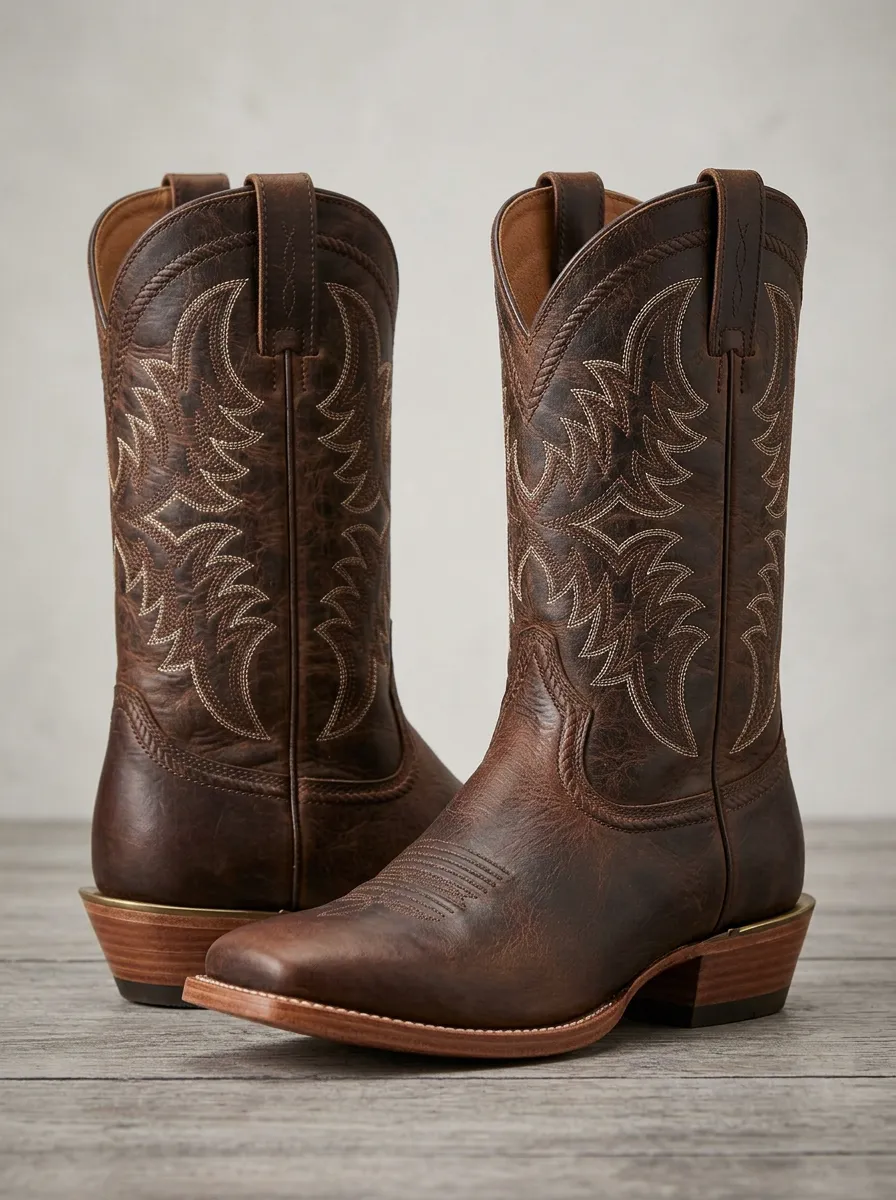 Men's Western Cowboy Heart Embroidered Cowboy Boots