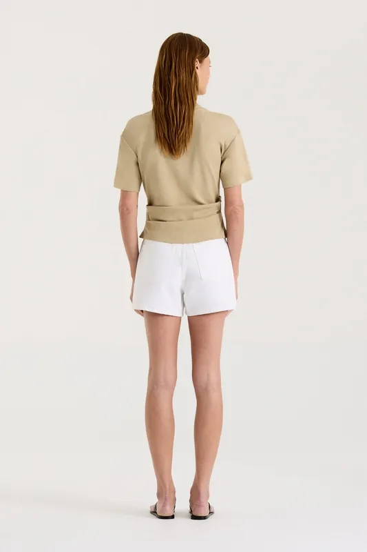 Light Khaki Asymmetric Jersey Tee
