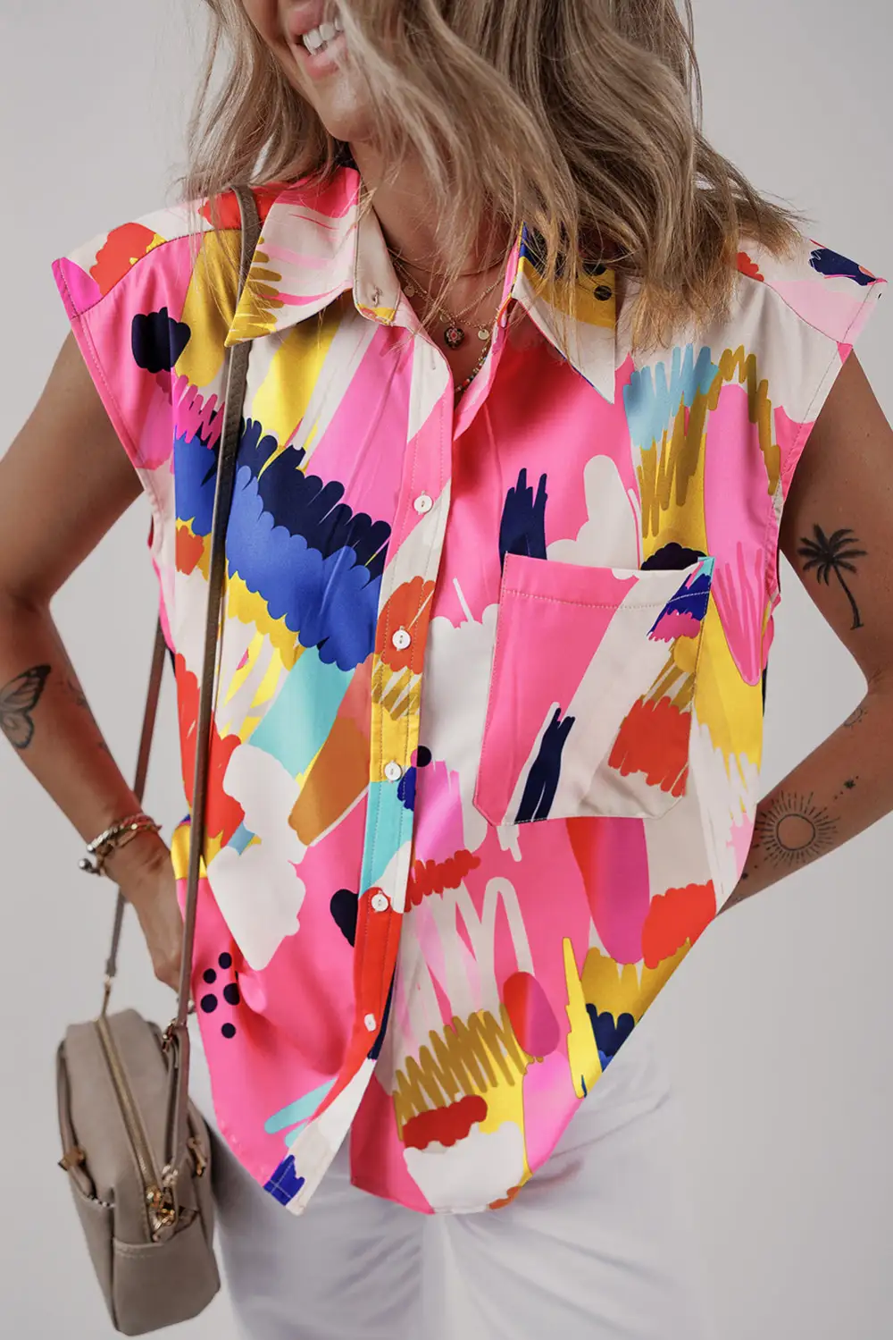 Collared Abstract Print Casual Shirt