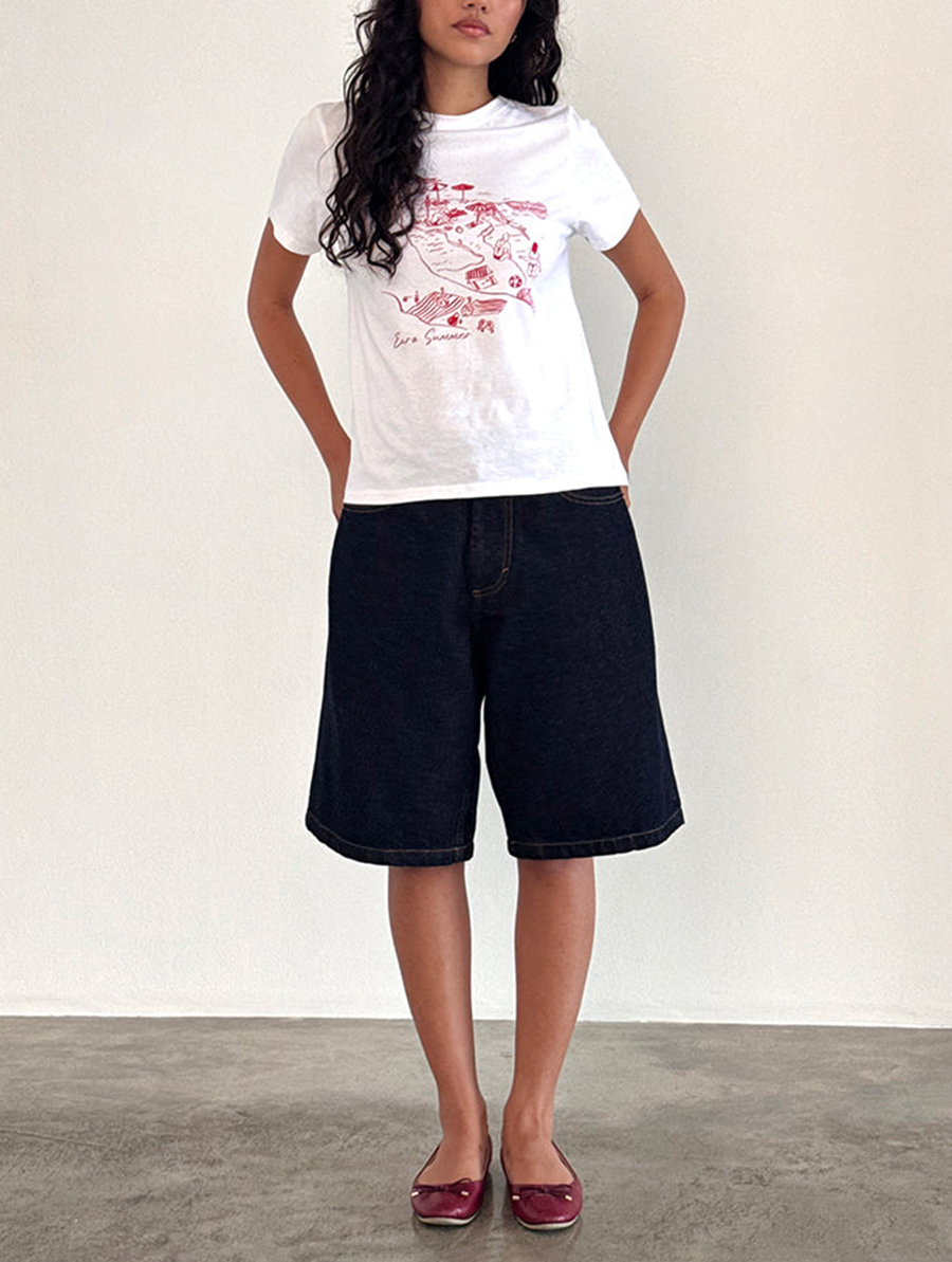 Royal Red Euro Summer White Tee