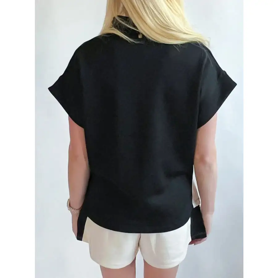 Block Half Zip Top and Shorts Two Piece Set