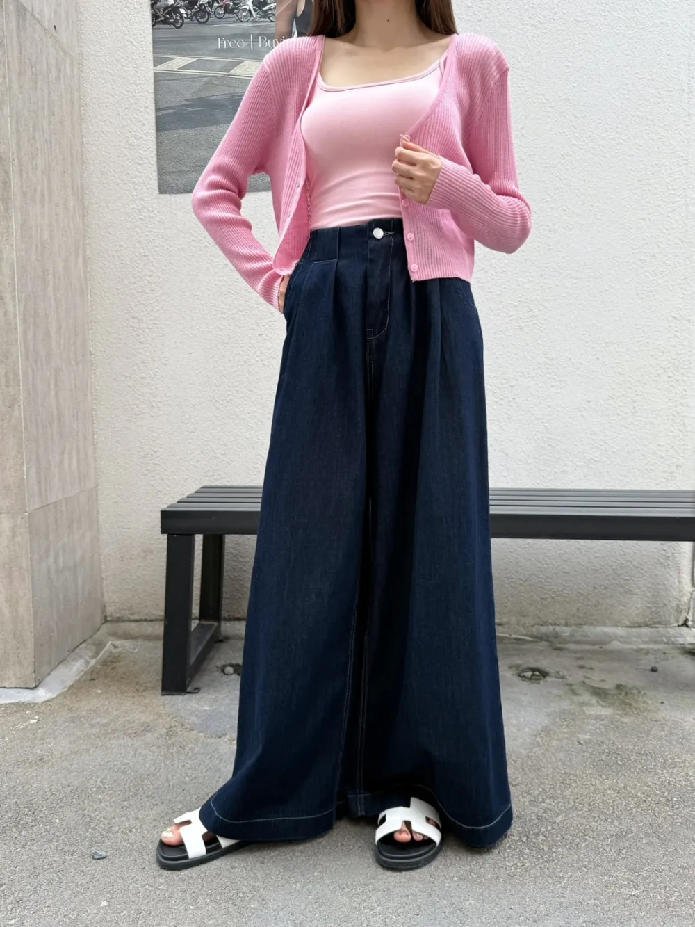 Relaxed Draped Wide Leg Jeans