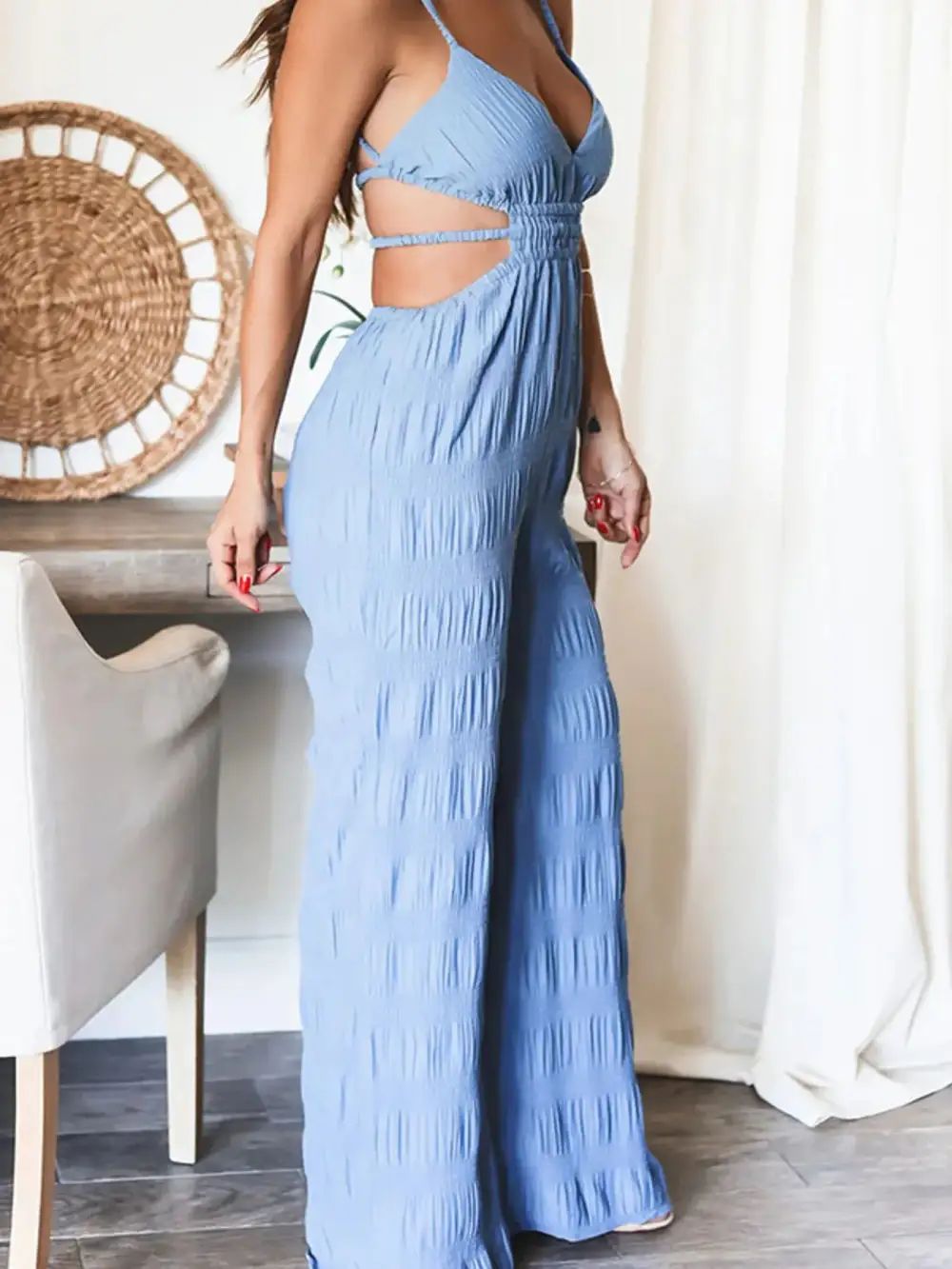 Panel Detail Wide Leg Jumpsuit