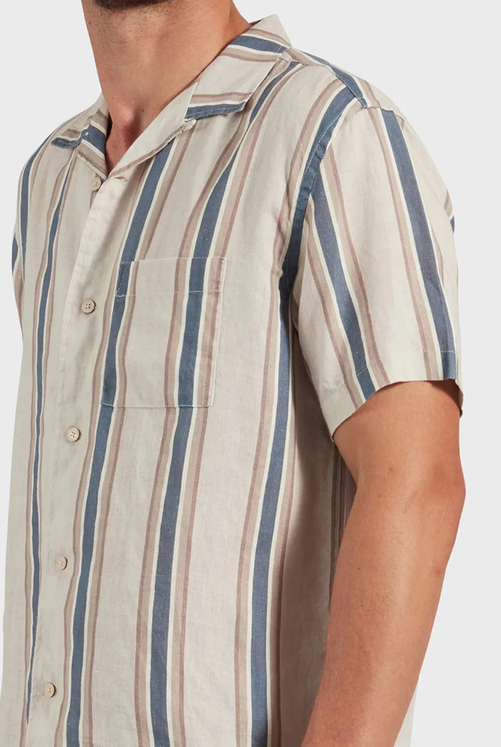 Natural Striped Short Sleeve Shirt