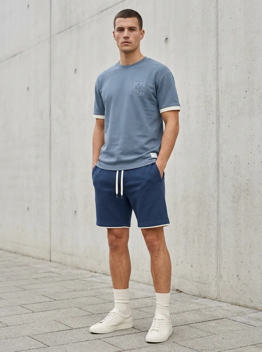 Casual Design Men's T-Shirt And Shorts Set