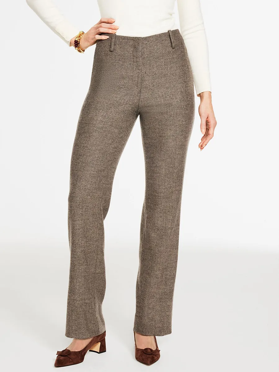 Women'S Herringbone Twill Chino Mid-Rise Straight-Leg Pants