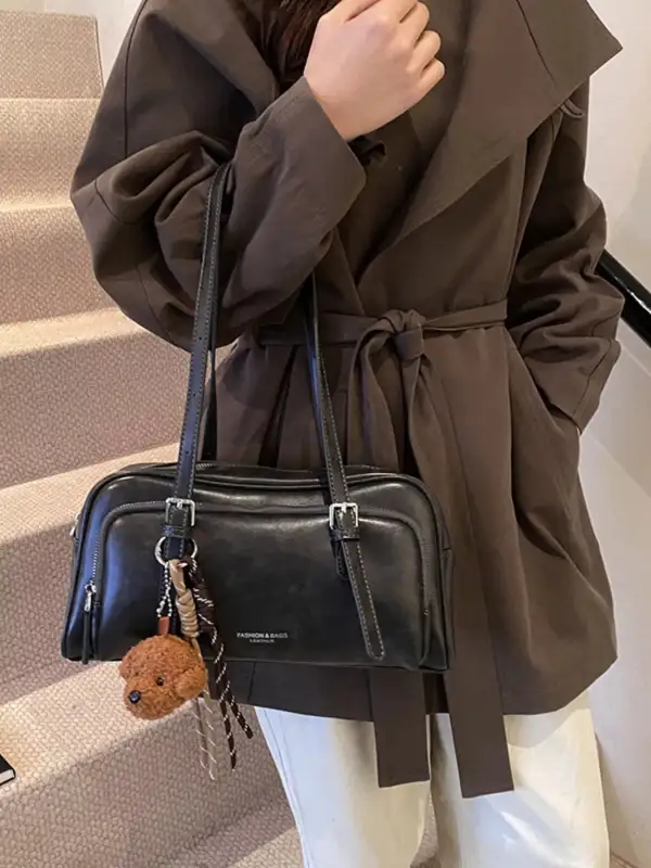 Vintage Charm Faux Leather Shoulder Bag