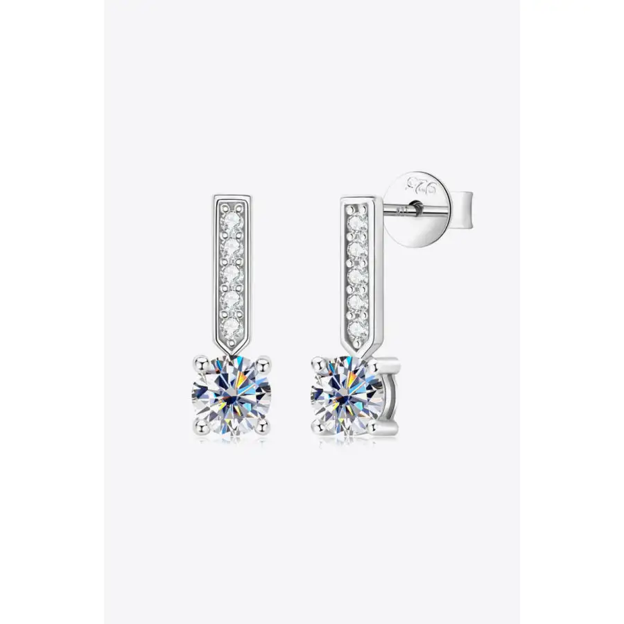 Moissanite and Zircon Sterling Silver Drop Earrings