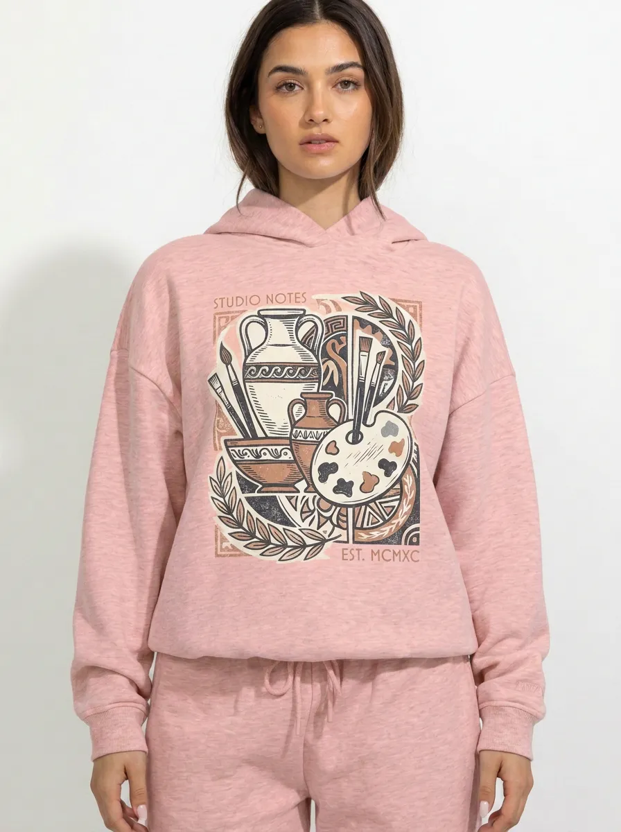 Women's Artist Studio Notes Greek Pottery Graphic Hoodie