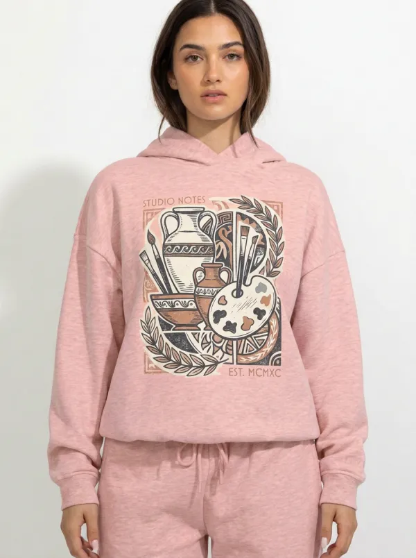 Women's Artist Studio Notes Greek Pottery Graphic Hoodie