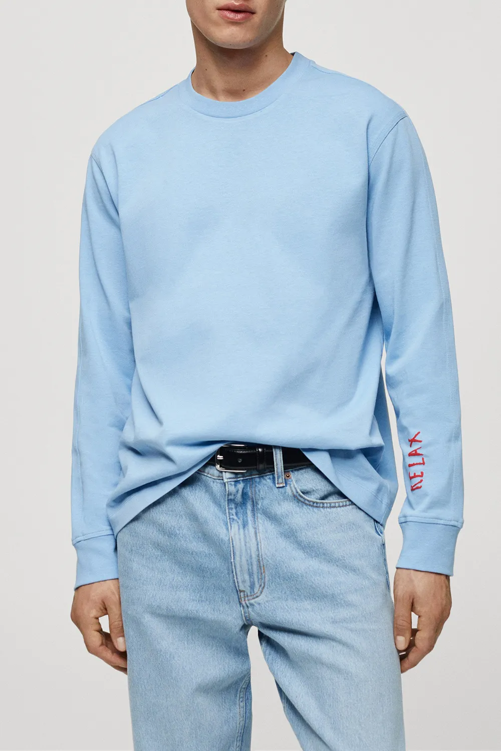 100% Cotton Sweatshirt With Printed Drawing