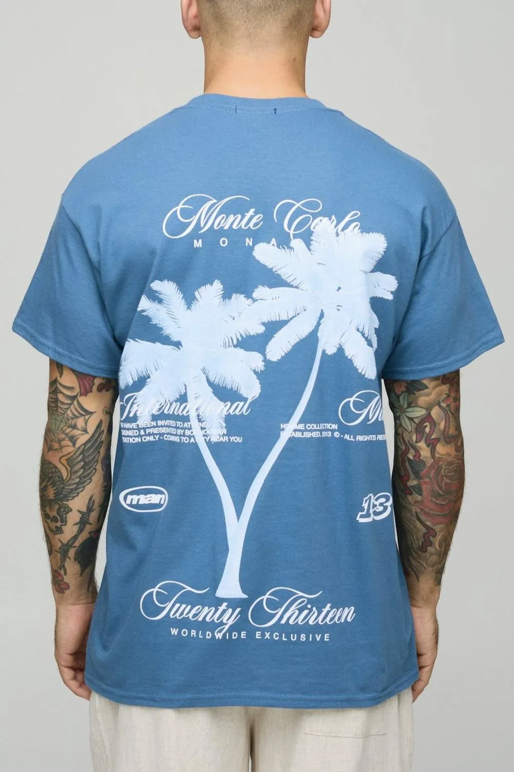 Oversized Renaissance Graphic Washed Spring And Summer Dusty Blue T-Shirt