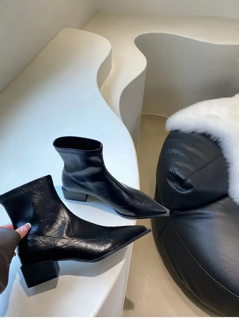 Leather Cowboy Pointed-Toe Knee-High Boots