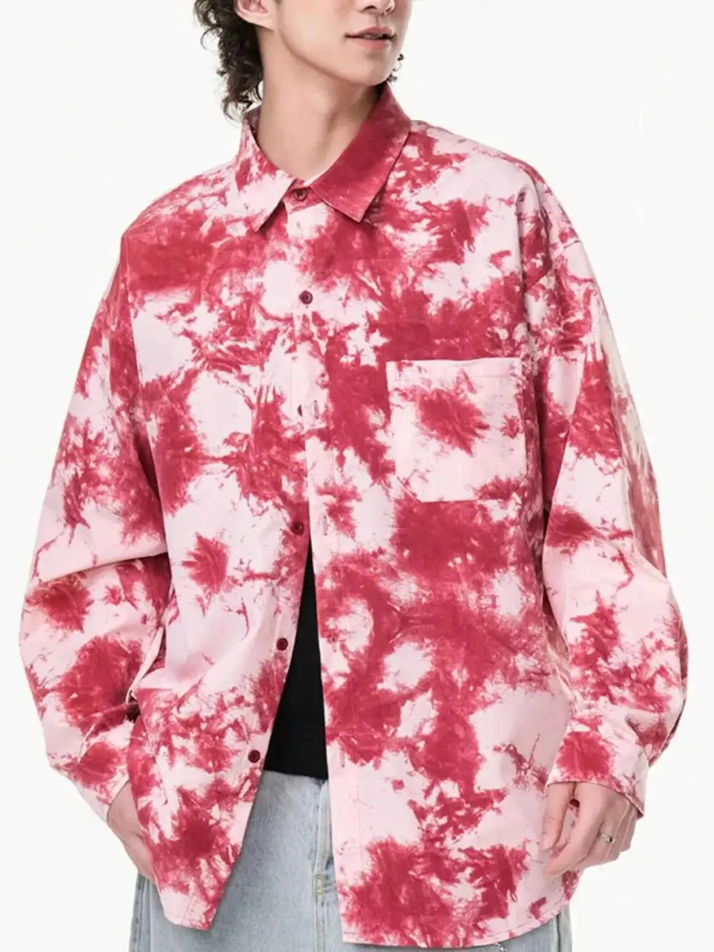 Tie-Dye Oversized Button-Up Shirt