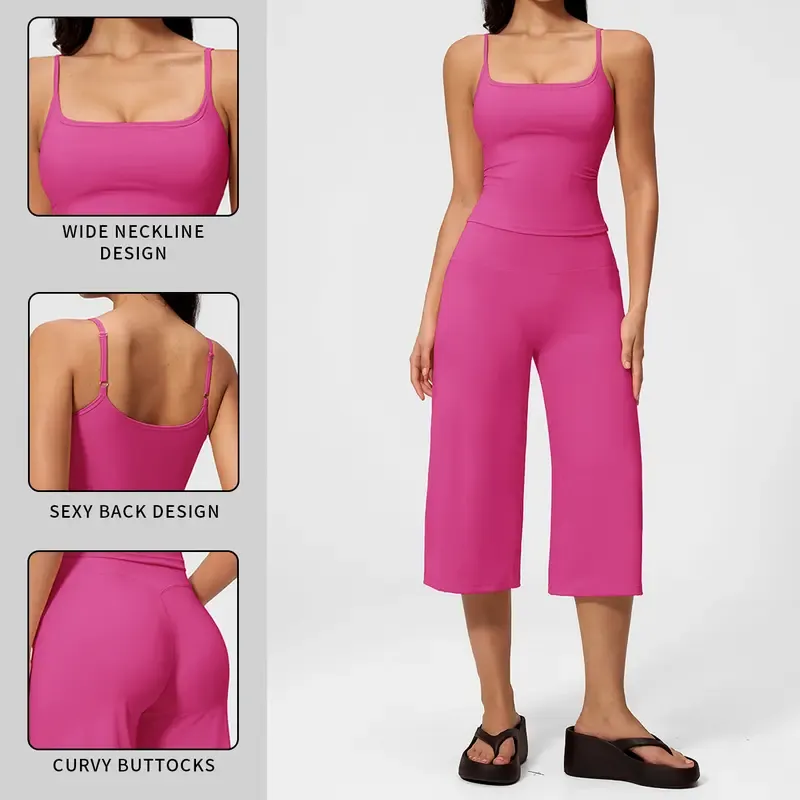 Strappy Tank Top and High-Waisted Mid-Length Shorts — Outdoor Running & Sports Set