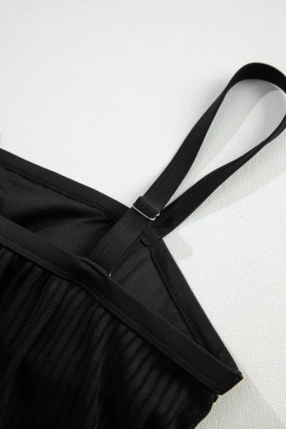 Striped Mesh Knotted Hem Tankini Swim Set