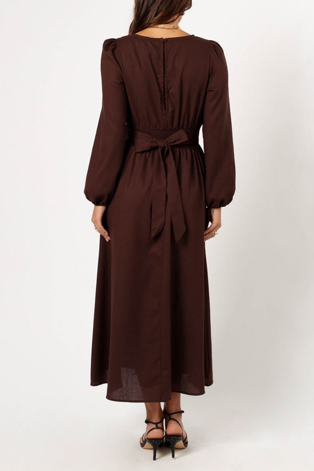 ROMAN LONG SLEEVE MAXI DRESS - BROWN