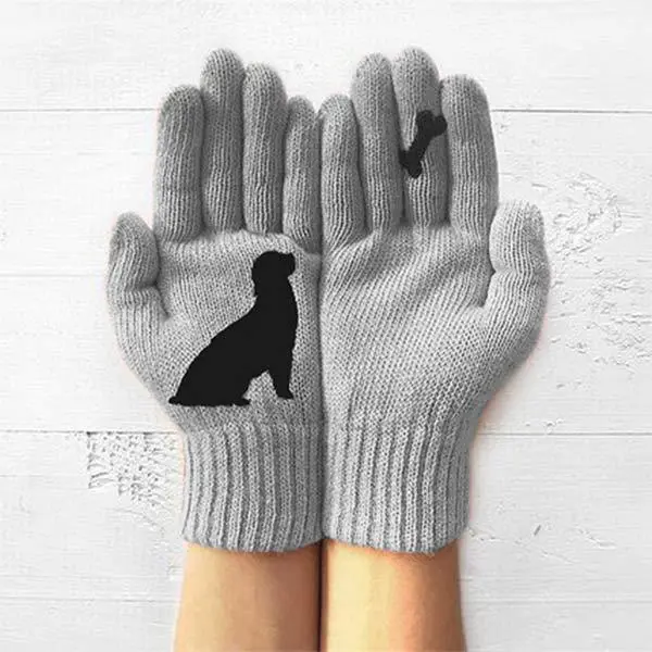 Women'S Kitten And Fish Print Gloves 43443504C
