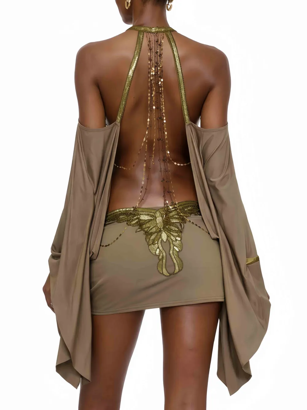 Backless Butterfly Embroidered Sexy Mini Dress