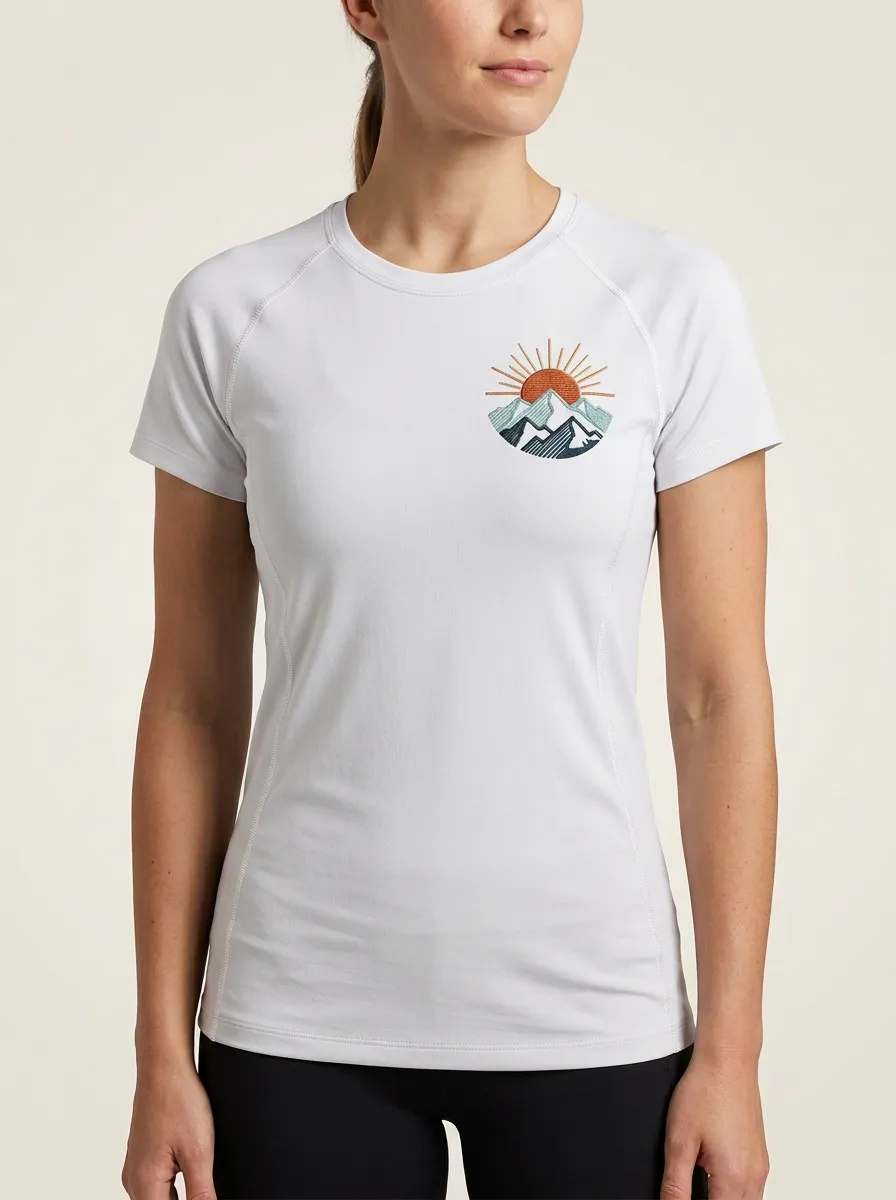 Women's Mountain Sun Embroidered Paneled Raglan T-Shirt
