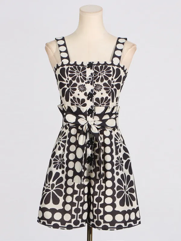 Niche Design Printed Lace Up Waist Accessory