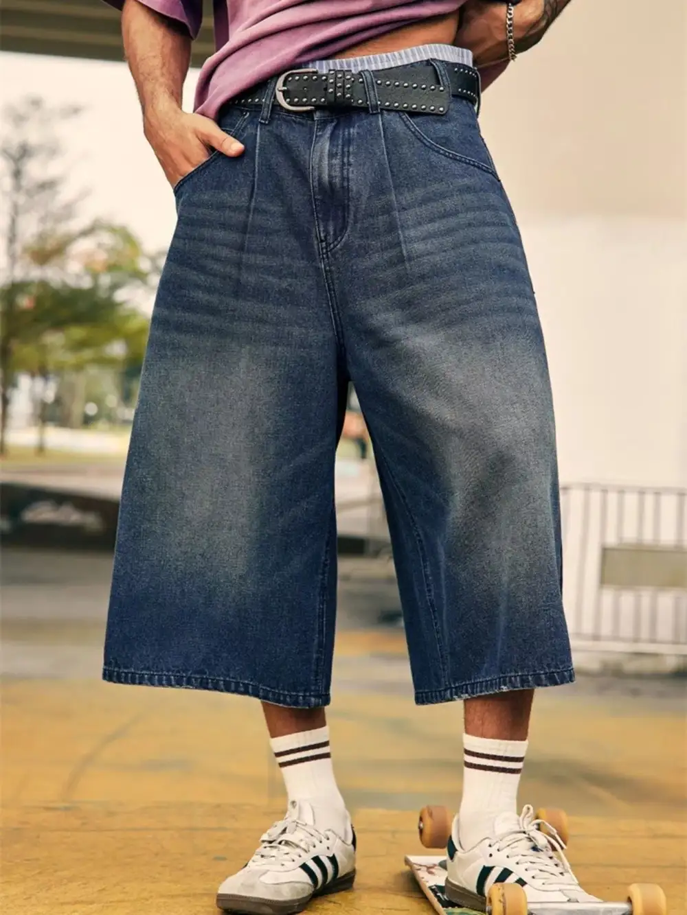 Men's Urban Loose Fit Utility Cargo Shorts for Daily Wear