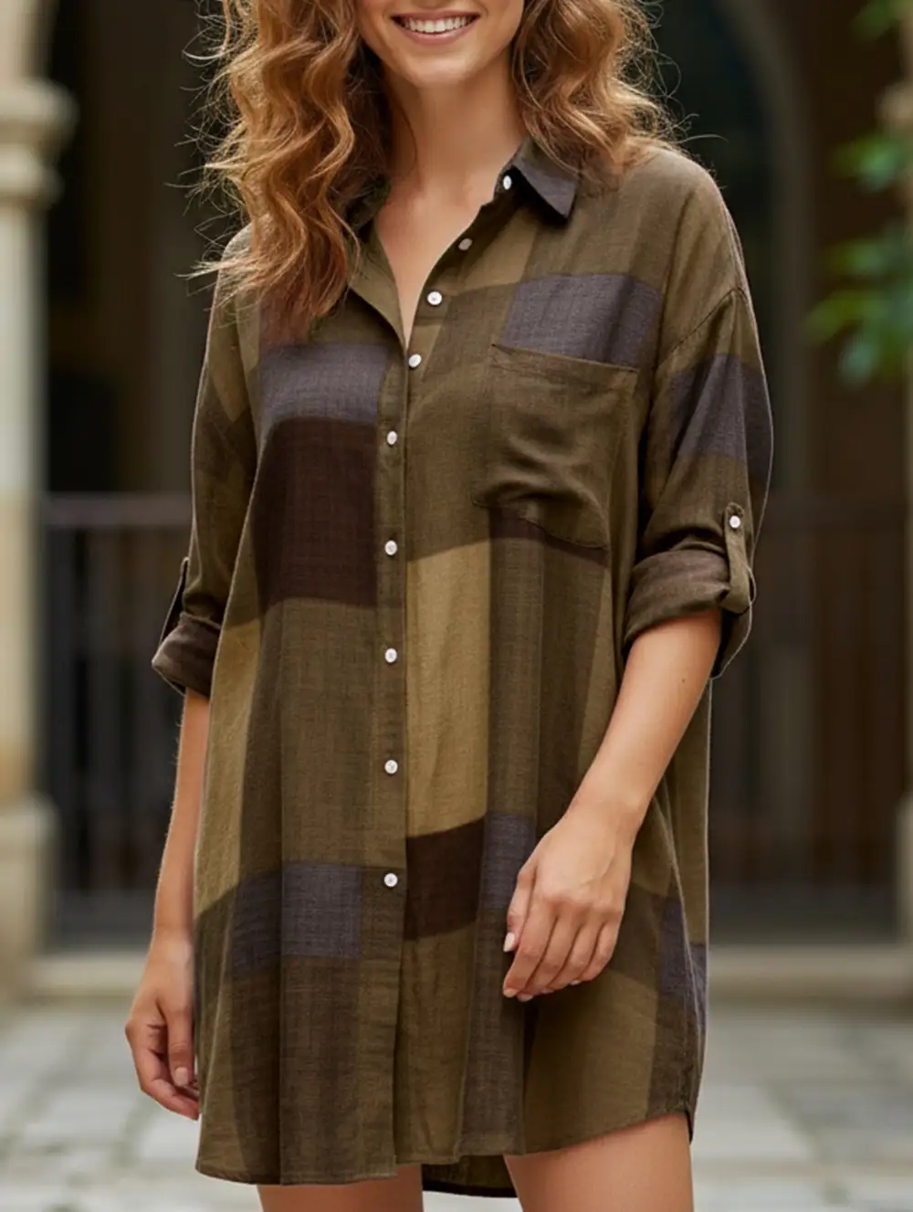 Cardigan Long-Sleeved Lapel Mid-Length Shirt
